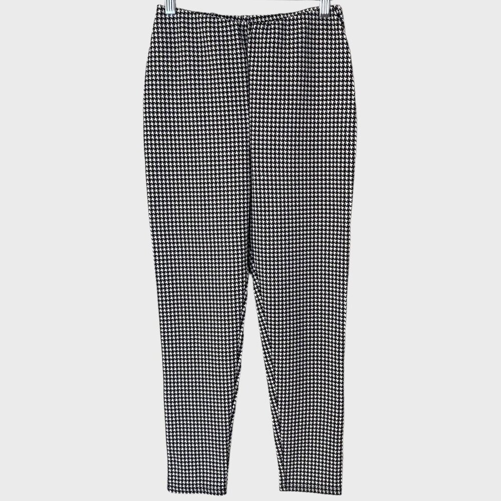 Nasty Gal High-Waisted Houndstooth Fitted Pant Womens Size 4 Black White Stretch